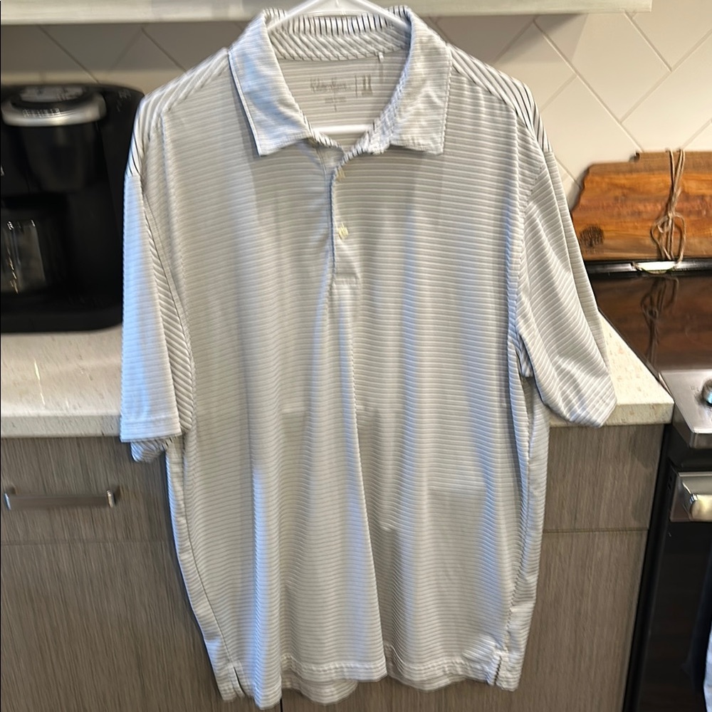 Men's Gray Striped Polo Shirt